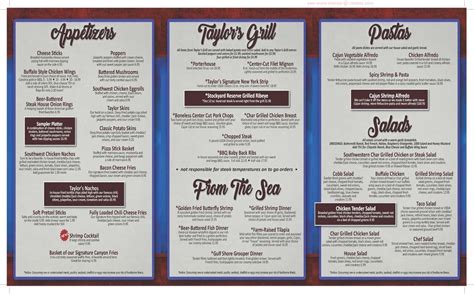 Menu at Taylor's Tavern pub & bar, Springfield