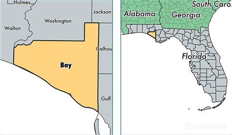 Bay County Florida Map | World Map Gray