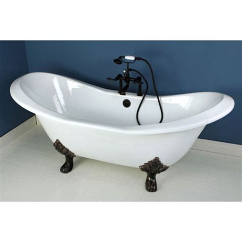 72" Clawfoot Tub with Oil Rubbed Bronze Tub Mount Faucet Hardware Pack ...