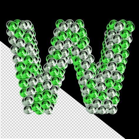 Premium PSD | Symbol of green and silver spheres letter w