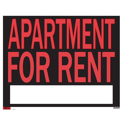 Klassen Apartment for Rent Sign - 19-in x 24-in - Plastic 1193198 | RONA