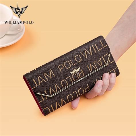 WilliamPolo Genuine Leather Luxury Designer Clutch Wallets for Women