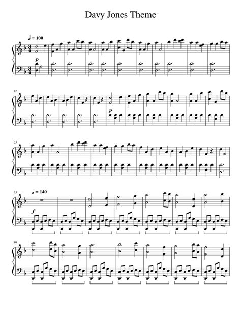 Davy Jones Theme -Hans Zimmer Sheet music for Piano (Solo) | Musescore.com