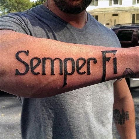 Semper Fi Outer Forearm Black Ink Letter Marine Male Tatotos | Marine tattoo, Marine tattoo for ...