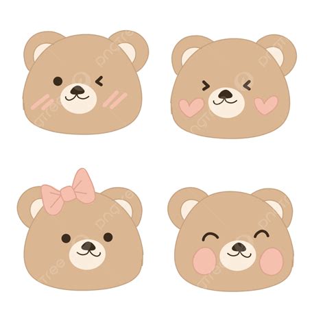 Cute Korean Clipart Transparent Background, Korean Bear Stickers Set Cute Character Clipart Png ...