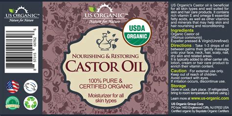 100% Pure Certified USDA Organic - Castor Oil (8 oz) – US Organic | The ...