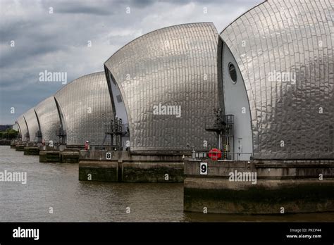 Thames Barrier, movable flood barrier situated on the River Thames in South East London, England ...