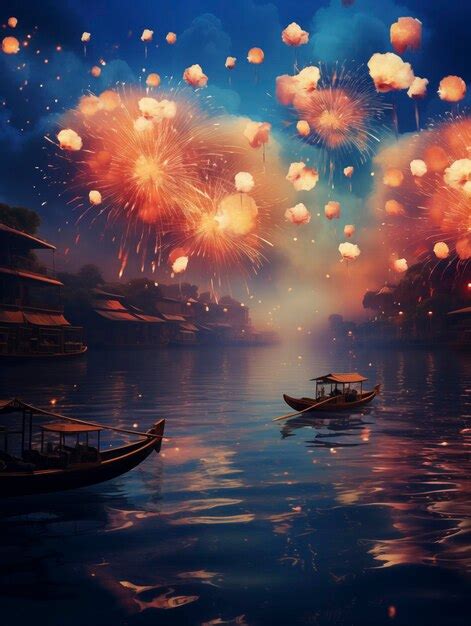 Premium AI Image | Grand fireworks in China display during the Lunar ...