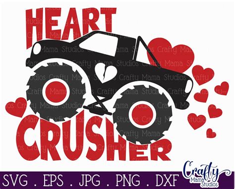 Valentine's Day SVG, Heart Crusher Svg, Monster Truck Svg By Crafty Mama Studios | TheHungryJPEG.com