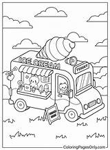Ice Cream Truck Coloring Shop Drawing Printable Pages Cartoon Color  sketch template