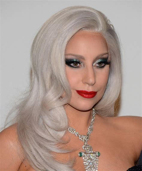 Lady GaGa Long Straight Formal Hairstyle - Light Grey Hair Color