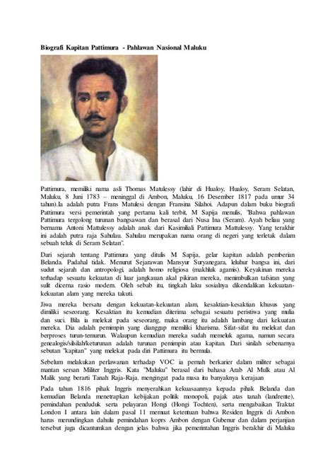 Biografi Kapitan Pattimura Dalam Bahasa Jawa – Sketsa