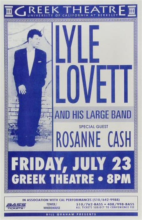 Lyle Lovett & His Large Band Vintage Concert Poster from Greek Theatre, Jul 23, 1993 at Wolfgang's