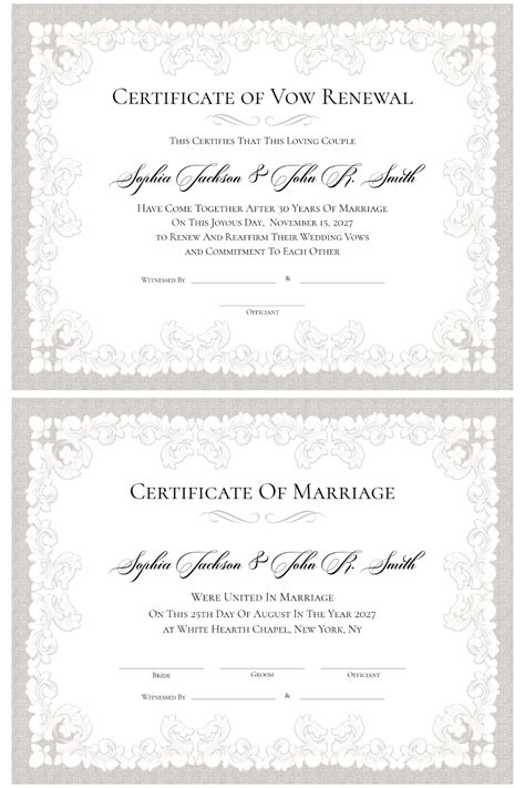 Renew Your Vows with a Beautiful Certificate