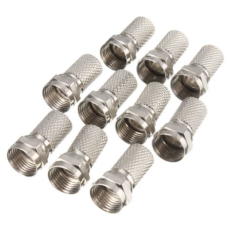 10pcs Silver F-Plug RG6 TV Aerial Coaxial Cable Connectors Adapter ...