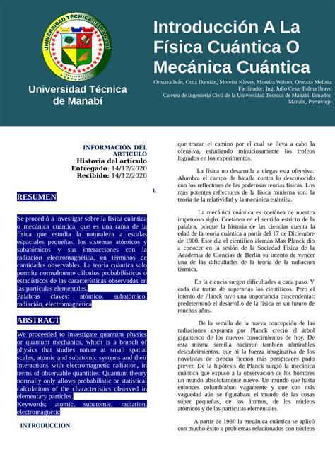 (PDF) Introducción A La Física Cuántica O Mecánica Cuántica