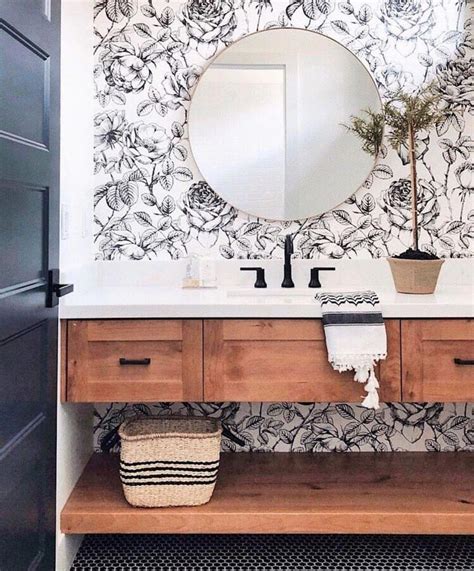 #ModernHomeDecorInteriorDesign | Bathroom wallpaper, Bathroom mirror, Trendy bathroom