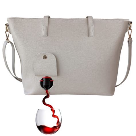 PortoVino Espresso Wine Purse - 100% Italian Leather Bag w/ Hidden Spout & Dispenser Flask ...