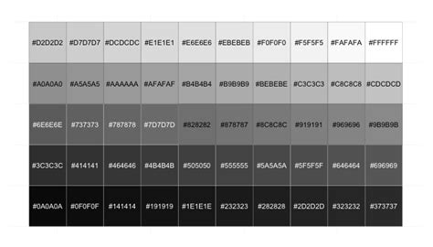 Fifty Shades of Grey in R | Grey colour chart, Shades, Grey wall color