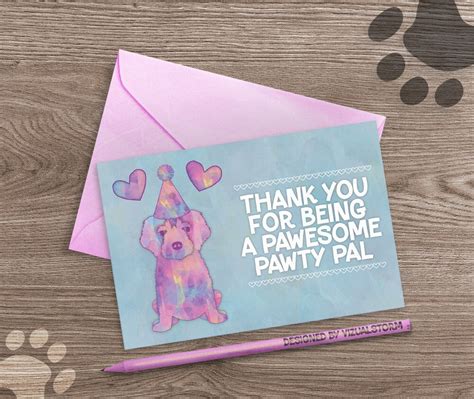 Cute Puppy Thank You Card Watercolor Puppy Party Thank You