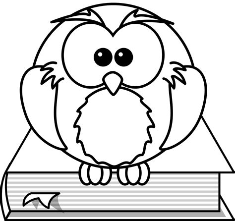 Cartoon Black And White Picture ~ Cartoon Clipart Book Birds Library Owl Colouring Simple Pages ...