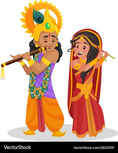 Draupadi lord krishna cartoon character Royalty Free Vector