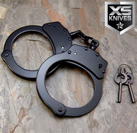 Police Handcuffs BLACK STEEL Double Lock REAL Hand Cuffs w/Keys Authentic JC02 | eBay