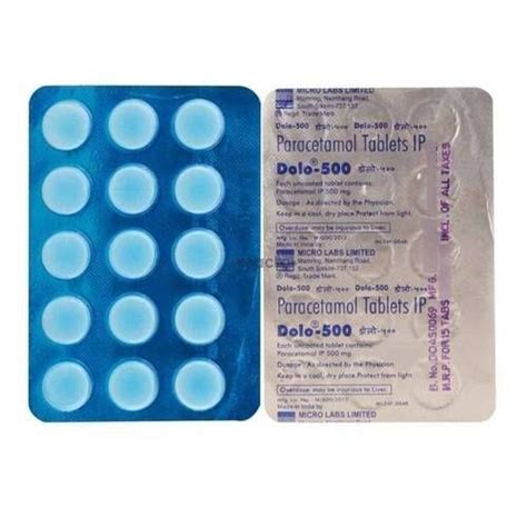 Dolo-500 Paracetamol Tablet, Packaging Type: Blister, Rs 11.42 /pack | ID: 20284960088