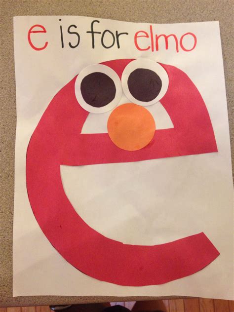 E is for Elmo (lowercase letter E craft) Letter E Activities, Alphabet Crafts Preschool ...