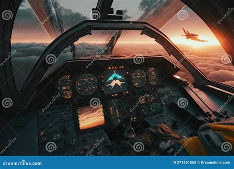 Jet Fighter Cockpit At Sunset. Military Aviation. Created With Generative AI Stock Photography ...