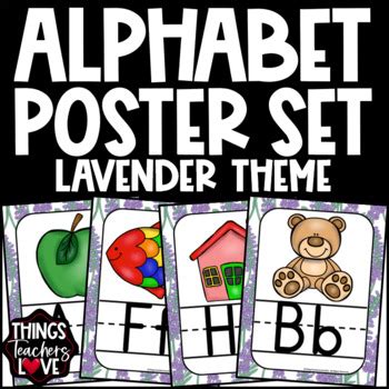 Alphabet Pictures Poster Set A to Z - LAVENDER CLASSROOM DECOR | TPT