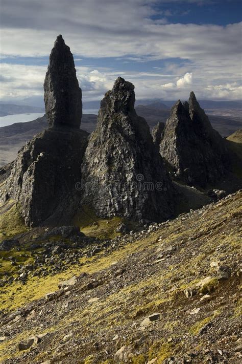 Old Man of Storr, Isle of Skye at Sunrise Early Morning Stock Image - Image of clouds, climbing ...