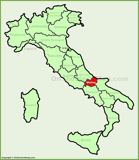 Molise location on the Italy map - Ontheworldmap.com