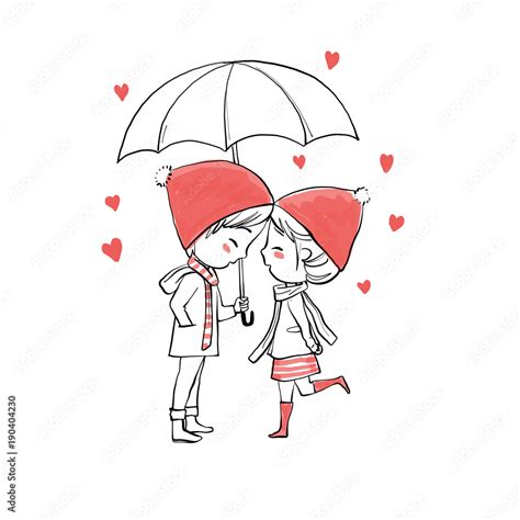 Vecteur Stock Cute couple in love Valentine's Day, Vector Illustration ...