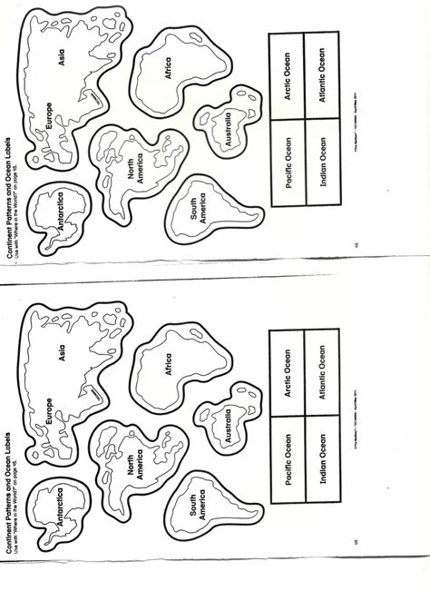 Cut And Paste Continents And Oceans Worksheet