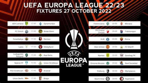 Fixtures Today UEFA Europa League 22/23 • Uefa Europa League table ...