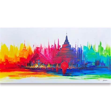 Colorful Abstract Pagoda Painting For Sale | Royal Thai Art