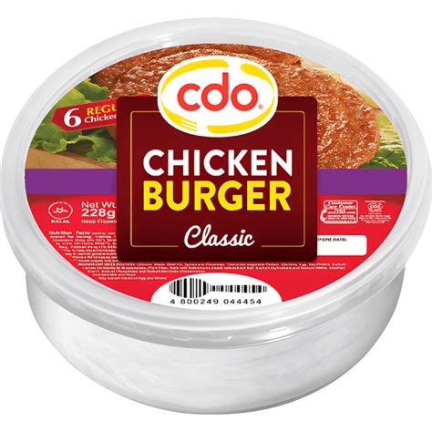 Cdo Chicken Burger Classic | 228g | Frozen Meats & Steaks | Walter Mart