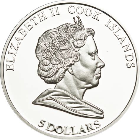 2010 Cook Islands 25 gr $5 silver coin - Journey to Great Britain (gilding and Swarovski ...