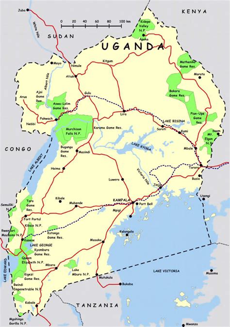 Detailed map of Uganda with highways and national parks | Uganda | Africa | Mapsland | Maps of ...