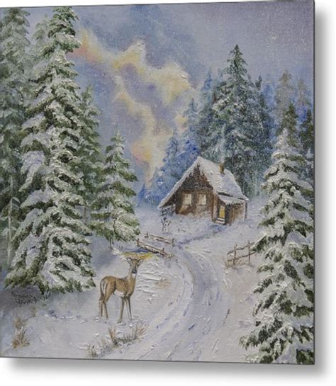 Snowy Forest Painting at PaintingValley.com | Explore collection of ...