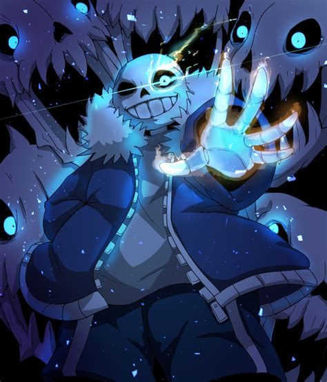 an anime character holding his hand up in front of some blue lights and snowflakes