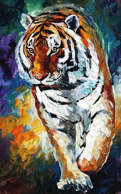 Skills Artist Hand painted High Quality Abstract Tiger Oil Painting On Canvas Abstract Knife ...