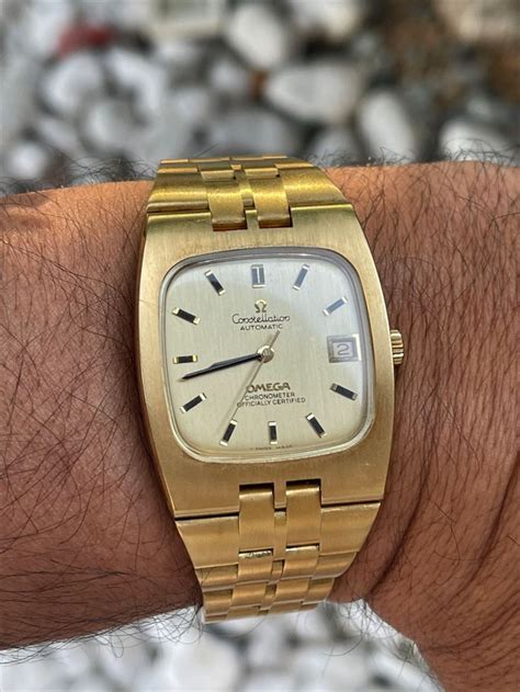 Omega Constellation 1970s Tonneau Shaped Constellation Automatic 18k Yellow Gold in 2023 | Omega ...