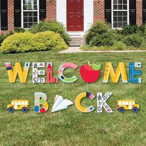 Back to School - Yard Sign Outdoor Lawn Decorations - First Day of School Classroom Yard Signs ...