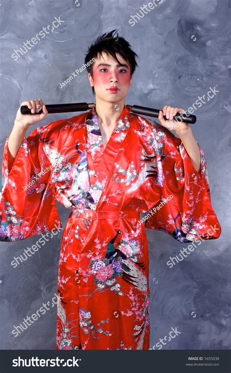 Man Dressed Geisha Holding Pair Nunchaku Stock Photo 1655038 | Shutterstock