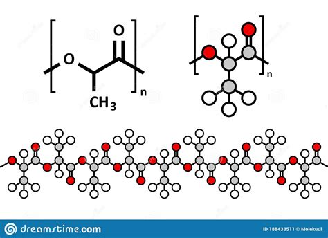 Polylactic Acid (PLA, Polylactide) Bioplastic, Chemical Structure. Compostable Polymer Used in ...