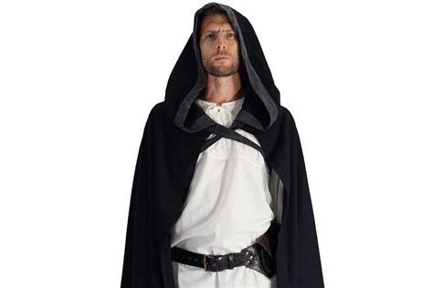 HOODED CLOAK Full length cloak with trim and ties. Shawl