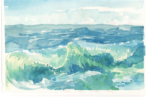 Watercolor sea waves illustration (275464) | Illustrations | Design Bundles