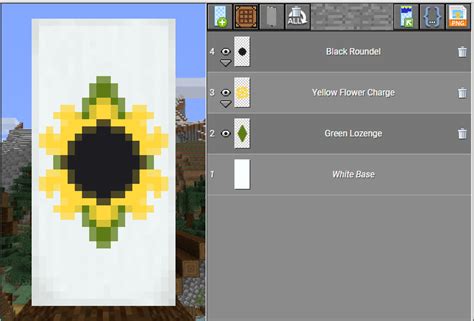 sunflower banner | Minecraft banner designs, Minecraft banner patterns, Minecraft crafts